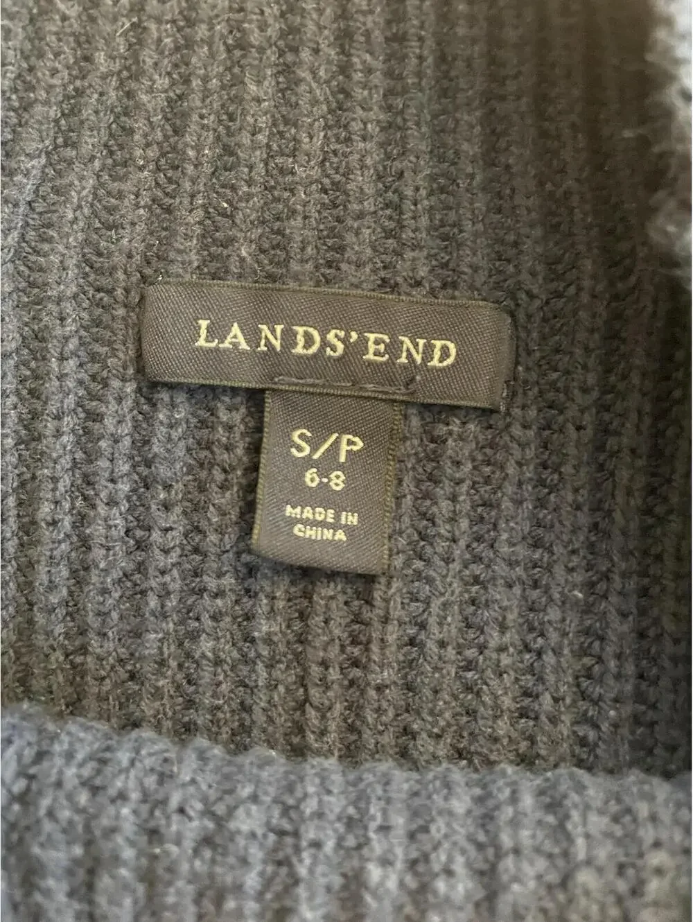 Land's End Oversized Striped Cable Knit Cotton Sweater - Picture 2 of 3